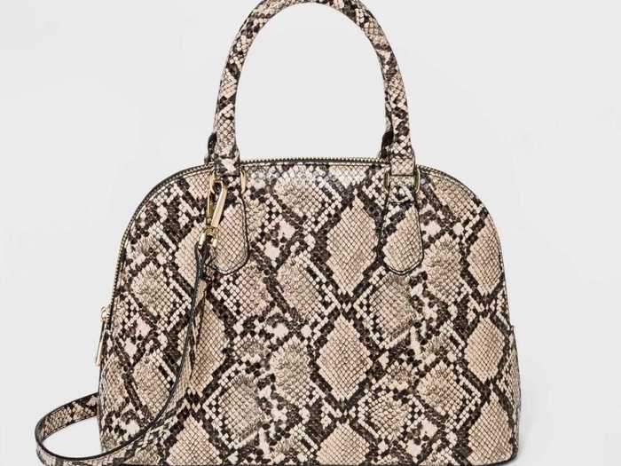 Go for a bolder neutral with this faux-snakeskin purse.