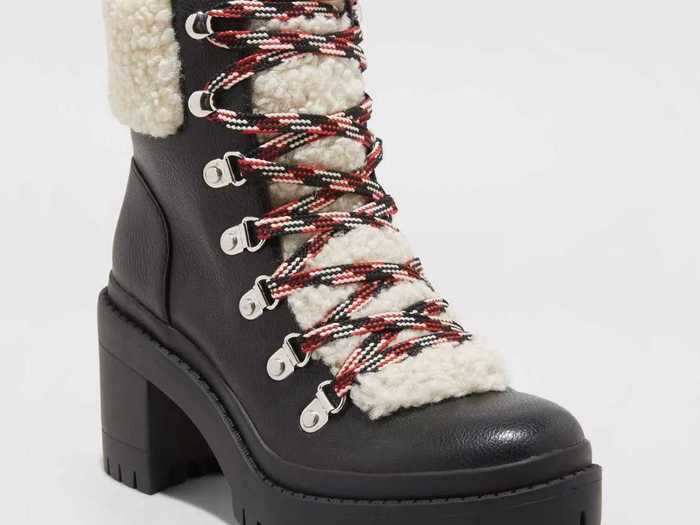 Heeled hiking boots add some flair to wintery looks.