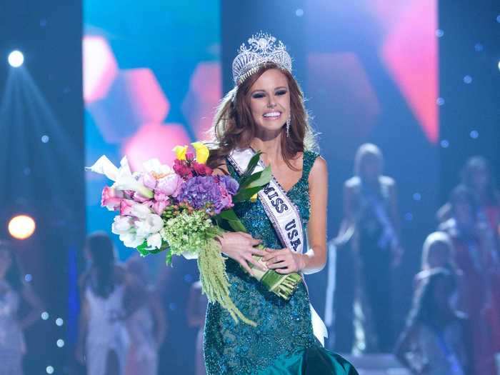 Alyssa Campanella wore an emerald-green dress when she won Miss USA in 2011.