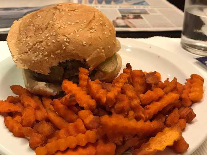 ... or enjoy a burger with sweet potato fries.