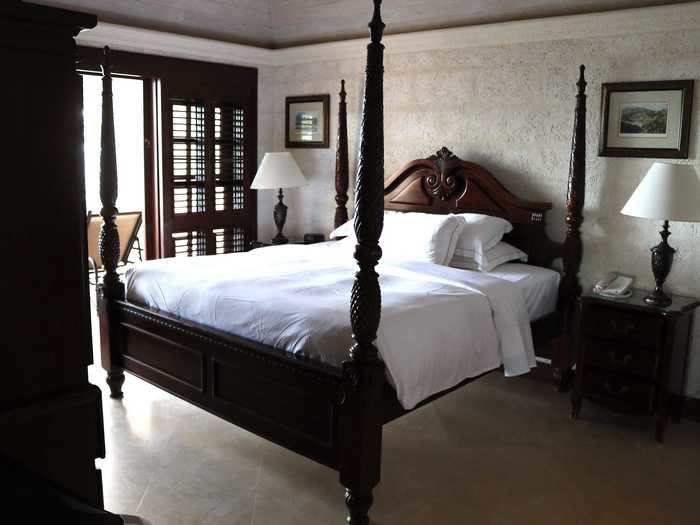 The suite had a separate bedroom with a four-poster bed in the hotel