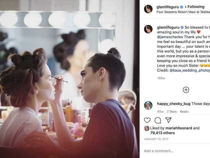 Westbrook was close friends with YouTuber James Charles at the time, and he did her makeup on her wedding day.