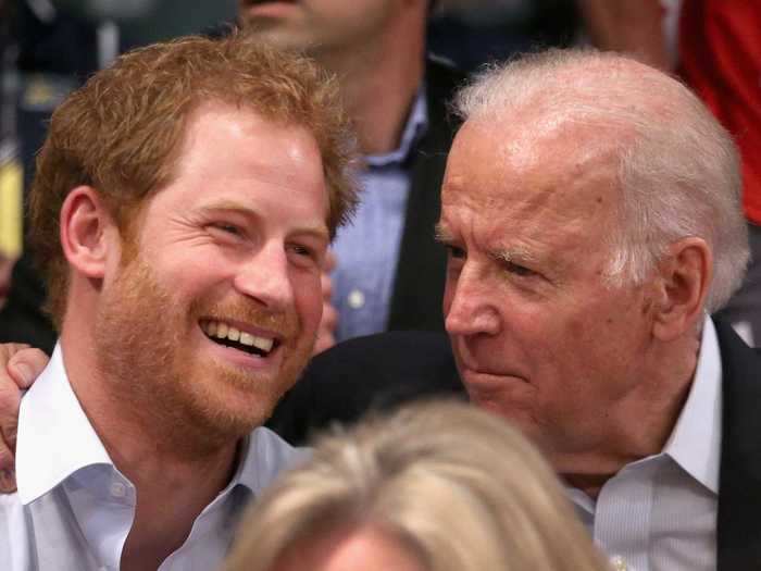 Harry was first photographed with then-Vice President Joe Biden at the Invictus Games in Orlando in 2016.