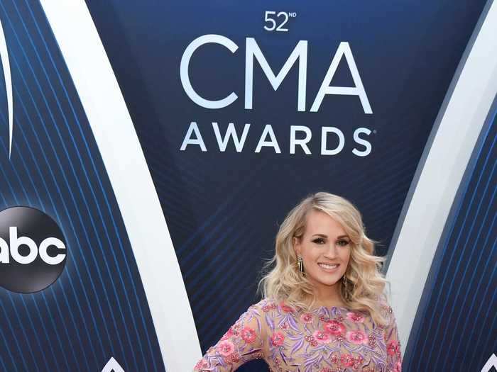 Carrie Underwood showed off her maternity style in 2018 in an embellished Uel Camilo gown.