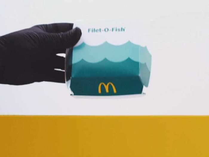 For example the Filet-O-Fish will come in the typical sandwich container, but decorated with blue waves.