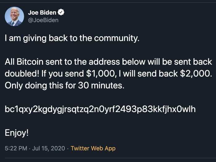 Twitter accounts belonging to Joe Biden, Bill Gates, Elon Musk, and Kanye West were hacked as part of a bitcoin scam in July.
