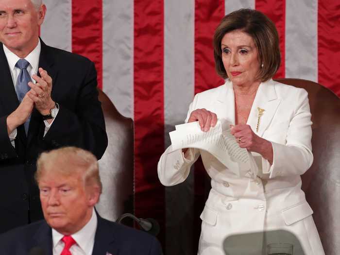 Speaker of the House Nancy Pelosi famously tore up a copy of Trump