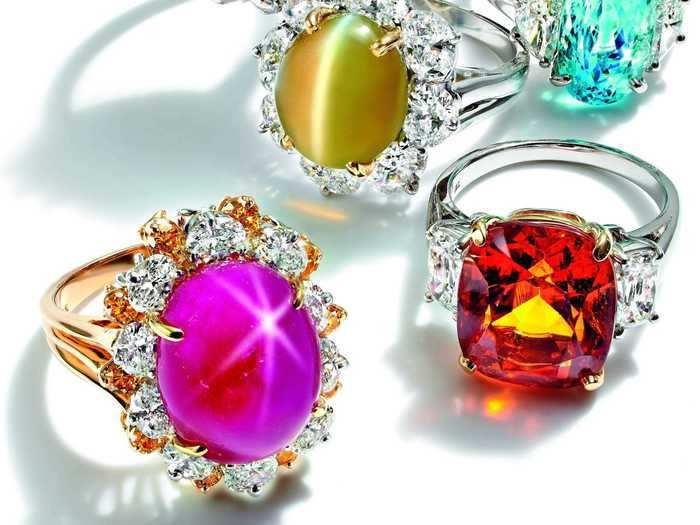 … $130,000 6.47-carat Opal and diamond ring, $150,000 10.26-carat Cat’s-eye Chrysoberyl and diamond ring, and a $160,000 12.92-carat Star Ruby, fancy yellow and white diamond ring.