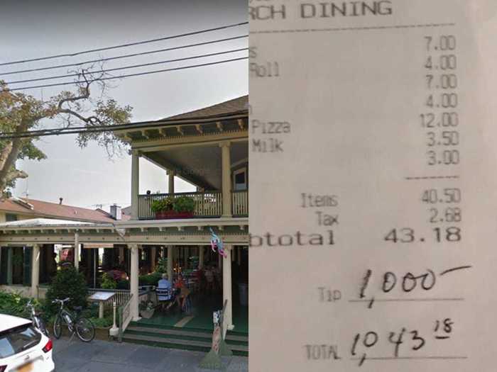 In July, a restaurant patron thanked servers for working through the pandemic with a $1,000 tip on a $43 bill.