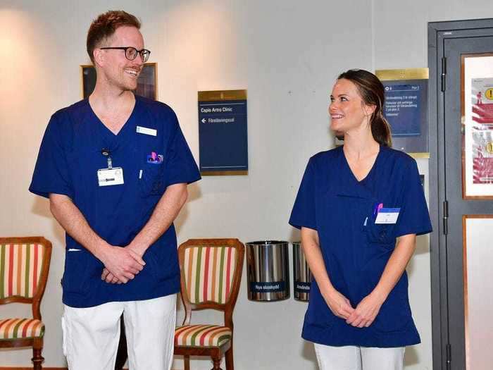 Princess Sofia of Sweden traded her tiara for scrubs to volunteer at Sophiahemmet hospital in Stockholm during the pandemic.