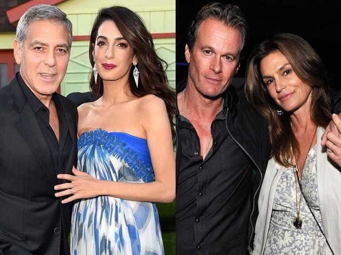 George and Amal Clooney go out with Rande Gerber and Cindy Crawford.