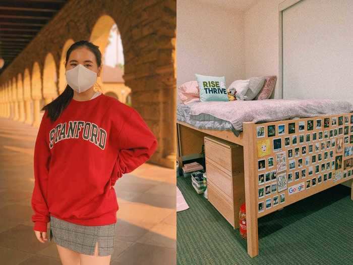 Audrey Pe, a freshman at Stanford University, is living on campus. She spends weekends with dining hall food, movie nights, and a steadfast skincare routine.