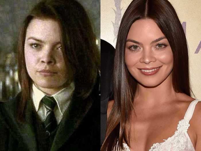 Scarlett Byrne kept company with fellow Slytherin Draco Malfoy as the sour Pansy Parkinson.