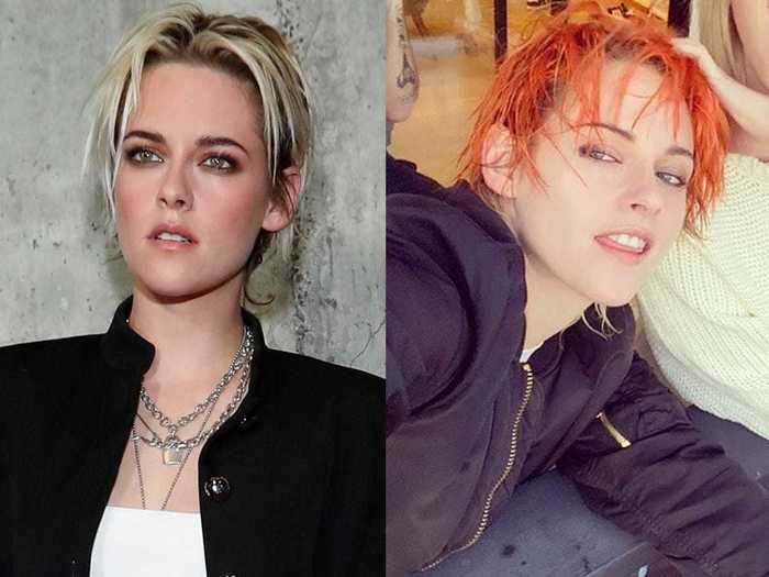 Kristen Stewart turned her usual brown hair into a bright orange look.