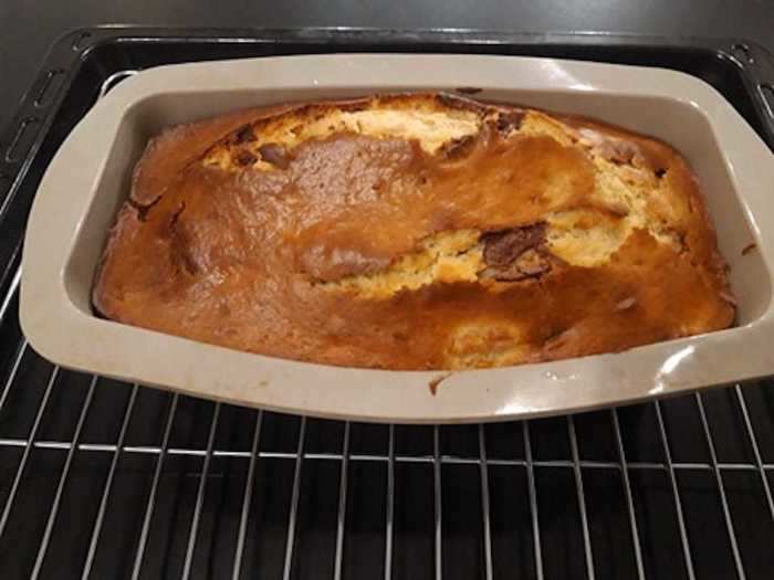 The banana bread was ready after 45 minutes in the oven.