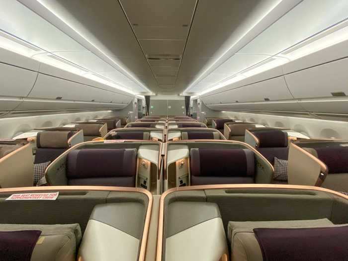Once onboard, the 253-seat jet has three cabins including a 42-seat business class cabin...