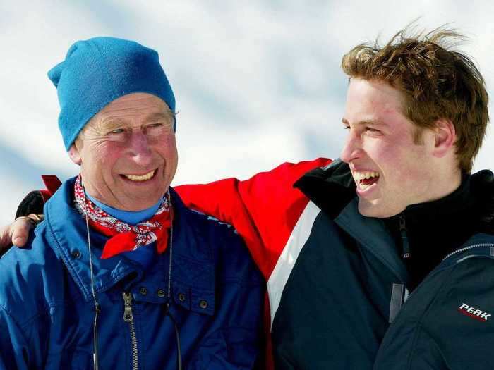 2004: Charles shared a laugh with son Prince William during the family