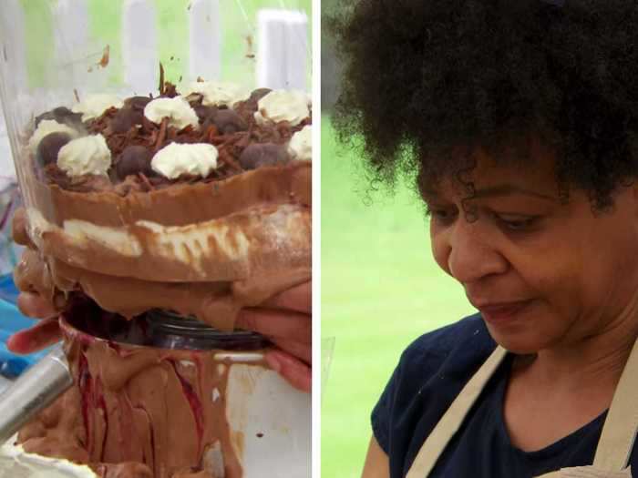 Season-six contestant Dorret had an emotional moment in the first episode when she took the cake mould off her Black Forest gateau and watched the cake slowly collapse around it.