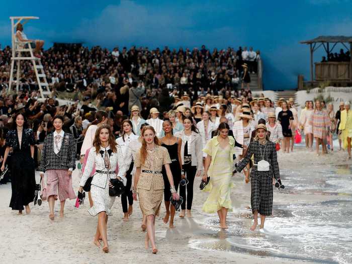 Chanel turned its summer 2019 runway into a beach. There was sand, water, and lifeguards. It was a fun show that brought back the brand