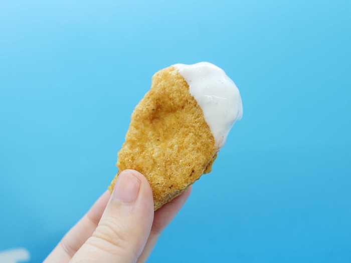 The nuggets, which were evenly fried, were good on their own.