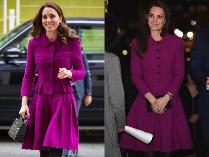 One of her first outfits of January 2019 was a purple skirt suit she first wore in February 2017.