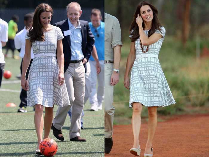 Middleton first wore this Hobbs dress in 2012, then revived it two years later for her trip to New Zealand.