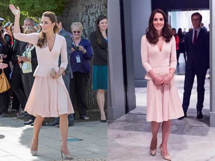 Kate wore this feminine Alexander McQueen frock in both 2014 and 2016.