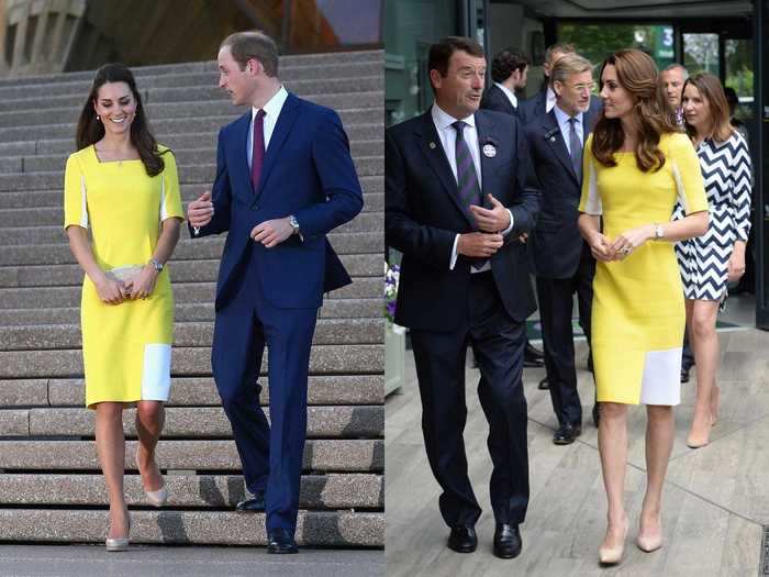 She chose a sunny Roksanda Ilincic dress for a New Zealand trip in 2014 and Wimbledon in 2016.