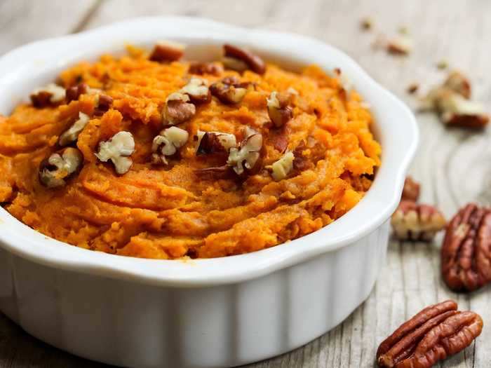 Sweet potato casserole is another easy side dish that can be prepared in the afternoon.