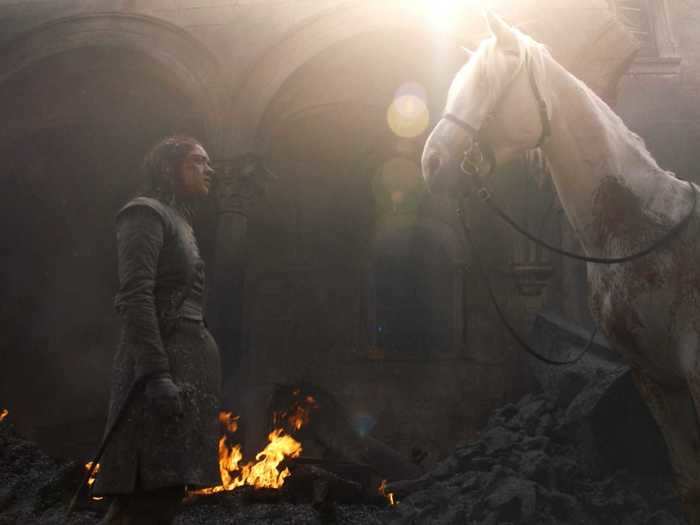 Arya barely survived all the destruction wrought by Daenerys, and at the end of the episode she found a white horse.