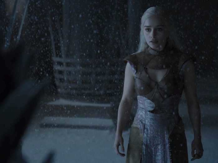 Daenerys had the same snowy vision on the second season finale.