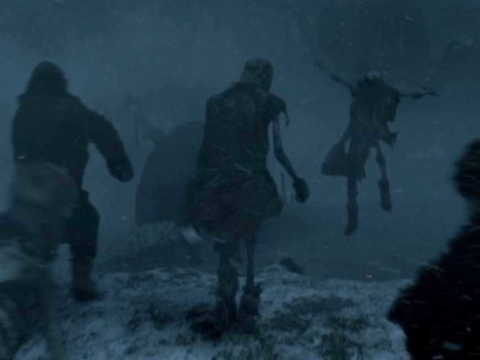 On "Hardhome," one of the most striking moments was when the Night King had thousands of wights fling themselves off a cliff.