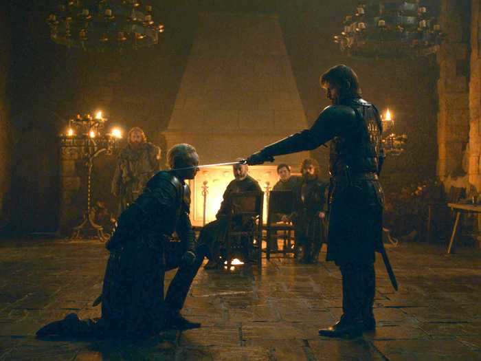 Meanwhile, that emotional knighting ceremony was a deep reference to George R.R. Martin