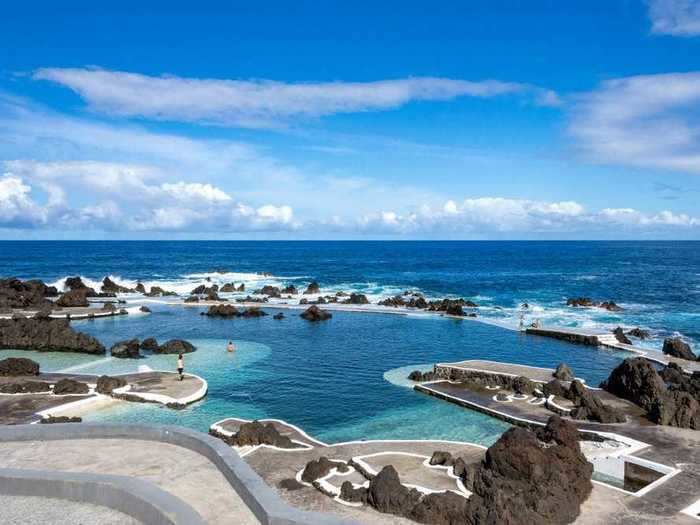 There are natural lava pools all over the islands. The baths at Porto Moniz, a series of gorgeous natural pools that seem to blend right into the ocean, are a popular attraction.