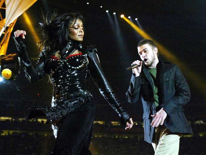 Janet Jackson had an infamous wardrobe malfunction while performing with Justin Timberlake at Super Bowl XXXVII.