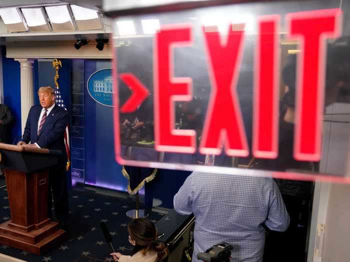 November 5: AP photographer Evan Vucci captured a photo of Trump speaking with an exit sign in the foreground, signaling the impending end of his presidency.