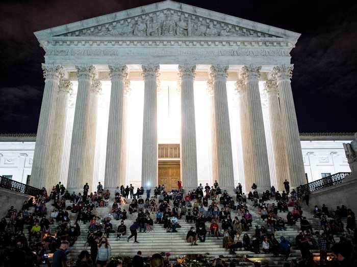 September 18: People gathered outside the Supreme Court following the death of Justice Ruth Bader Ginsburg.
