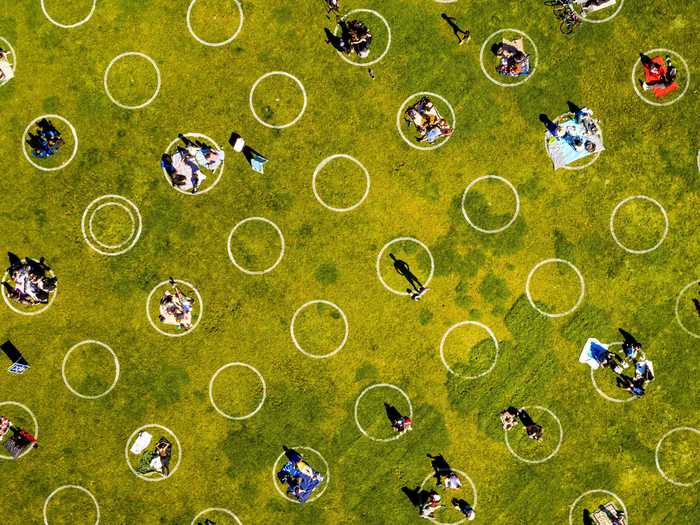 May 21: Painted circles on the grass in San Francisco