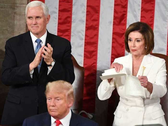 February 4: Speaker of the House Nancy Pelosi ripped up a copy of President Donald Trump