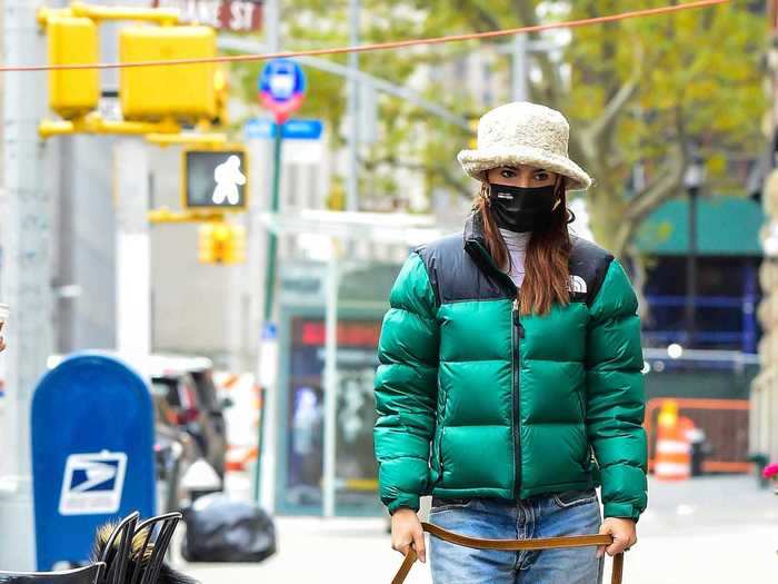 She showed off the casual side of her maternity fashion on Election Day.