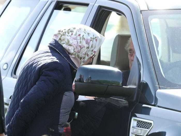 She talks to her husband through car windows.