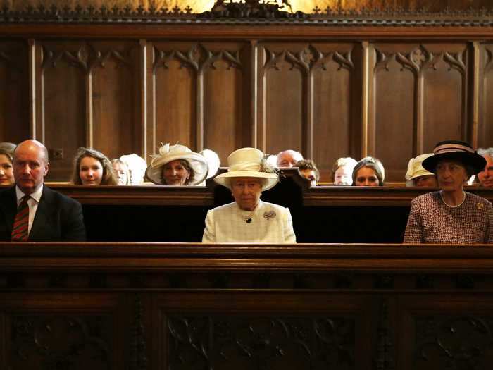 She sits in pews.