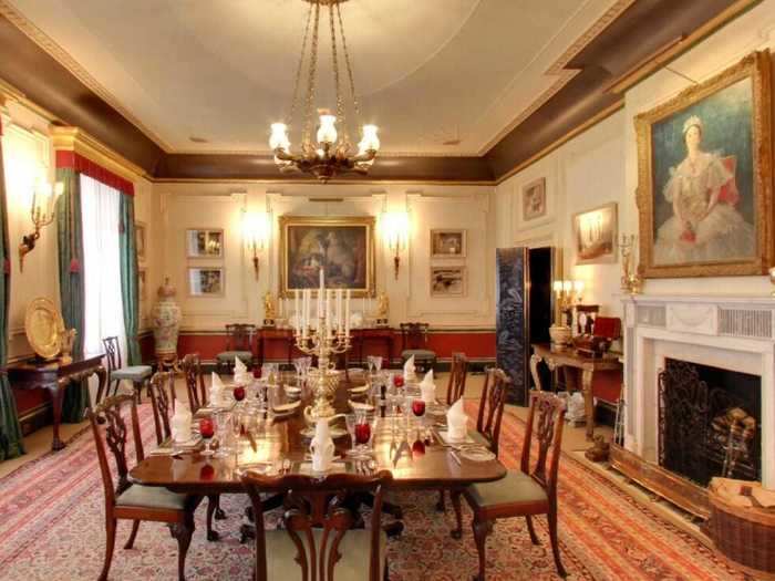 The Library then leads directly into the elaborate Dining Room.