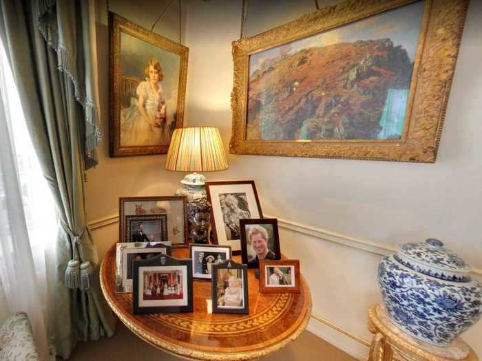 In one corner of the Morning Room, you can see family photos on display.