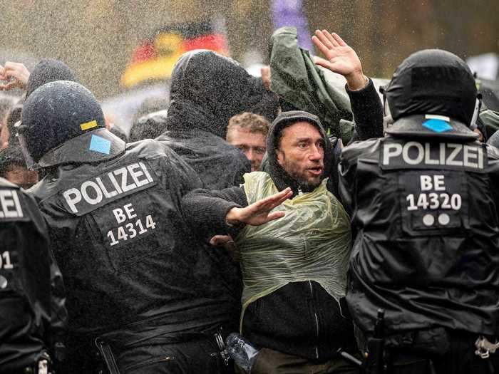 Police used water cannons to disperse the protester and several arrests were made.