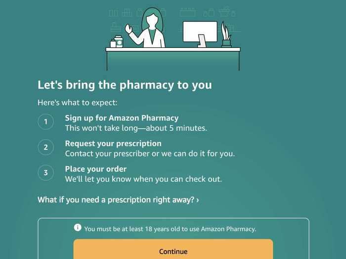 After reviewing the website, I went to sign up for an Amazon Pharmacy account.