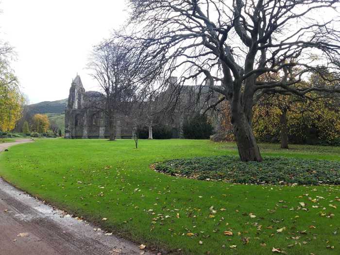 Once back outside on the grounds, I walked along the palace gardens to view the ruins of Holyrood Abbey, used as royal chambers before the palace was built.