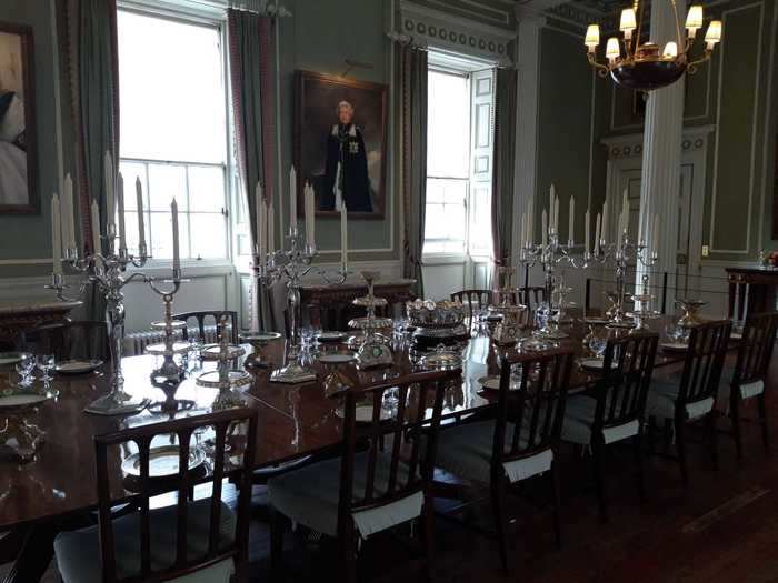 Then it was time to explore inside the palace, where I found the royal dining room. A staff member informed me that this is the room the Queen uses when she hosts official banquets, and she usually sits in the middle seat so she can speak with most of the guests.