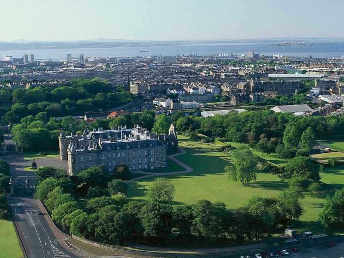 The Palace of Holyroodhouse in Edinburgh was a 16th-century palace of the Stuarts and today serves as Queen Elizabeth II