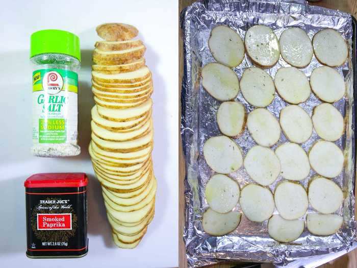 These chips also take a little while in the oven, but I put them in at the same time as the turkey.